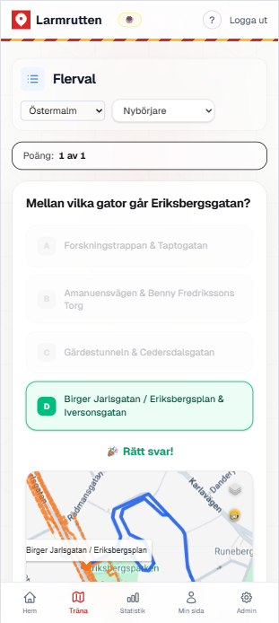Larmrutten Flerval - Verkligt övningsmoment